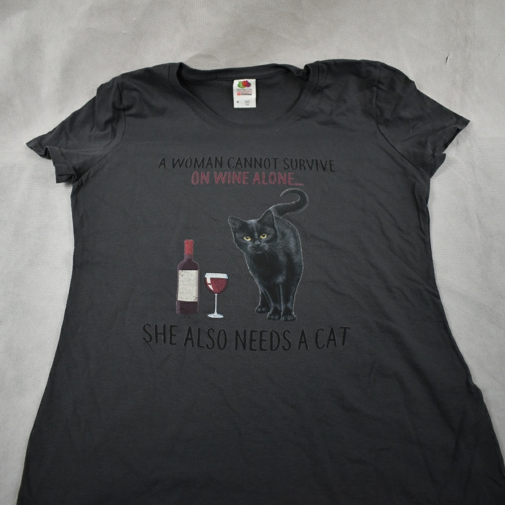 A woman can't survive on wine alone graphic tshirt